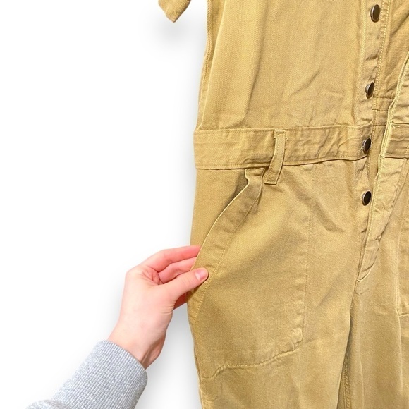 🌼Everlane Supersoft Denim Jean Coverall Jumpsuit Spring Fennel Tan Green 10🌼 - Picture 5 of 5